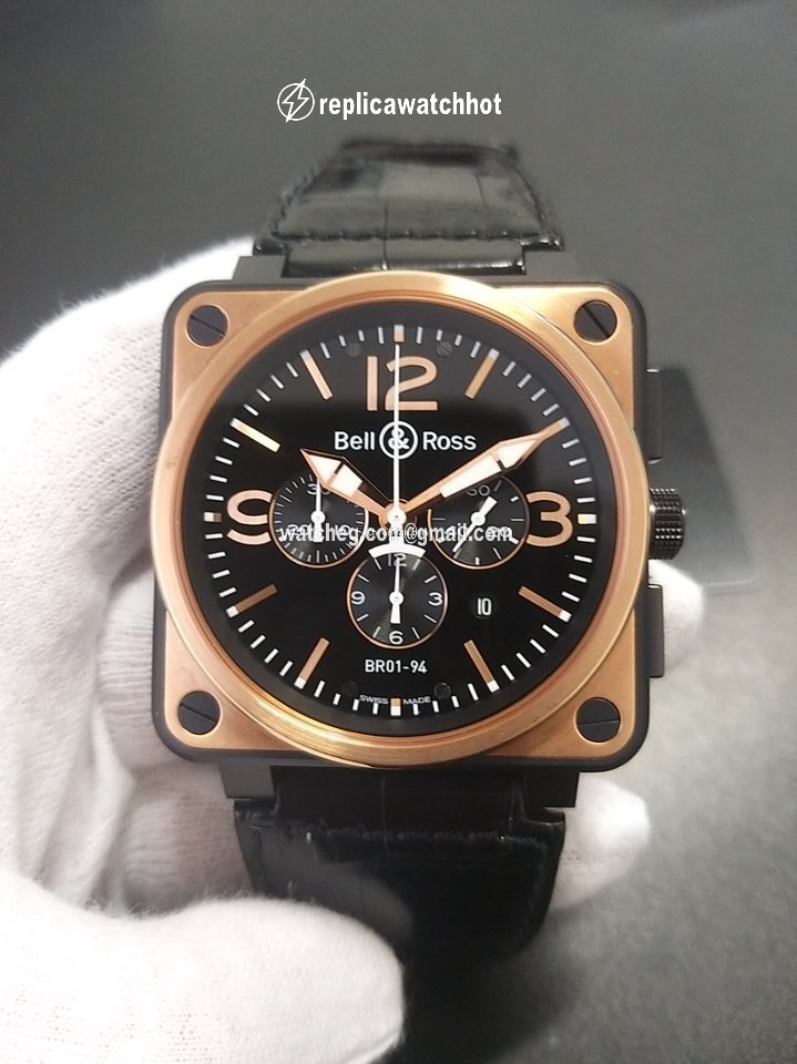Bell & Ross BR 01-94 Chronographe Mens watch Unisex Automatic Gold Steel BR01-94