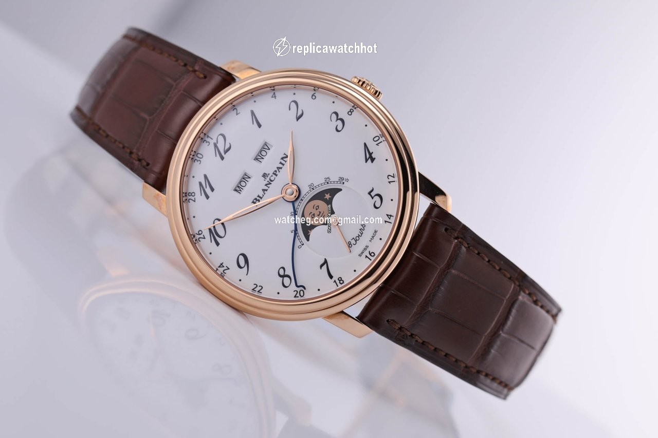 Blancpain Villeret Quantieme Complet Mens watch Unisex Automatic Rose gold 6639A-3631-55B