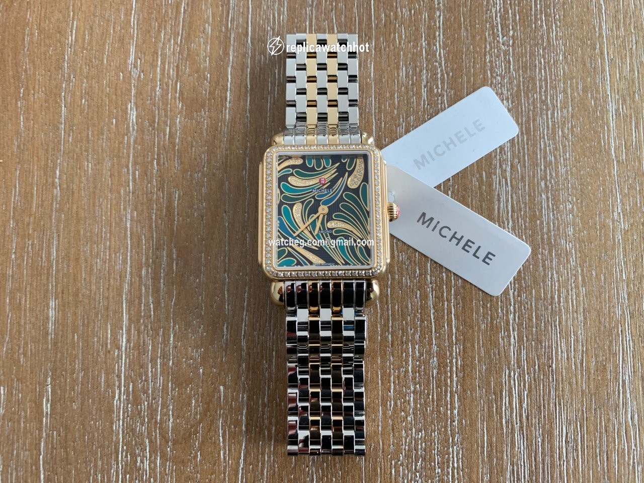 Michele Deco Womens watch Quartz Yellow gold Michele Deco II Bijoux Diamond Gold, Green Dial MW06X01B0083