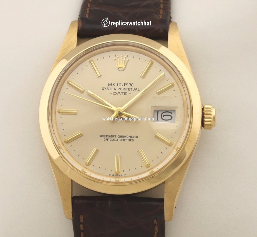 Rolex Oyster Perpetual Date Mens watch Unisex Yellow gold Automatic 15008