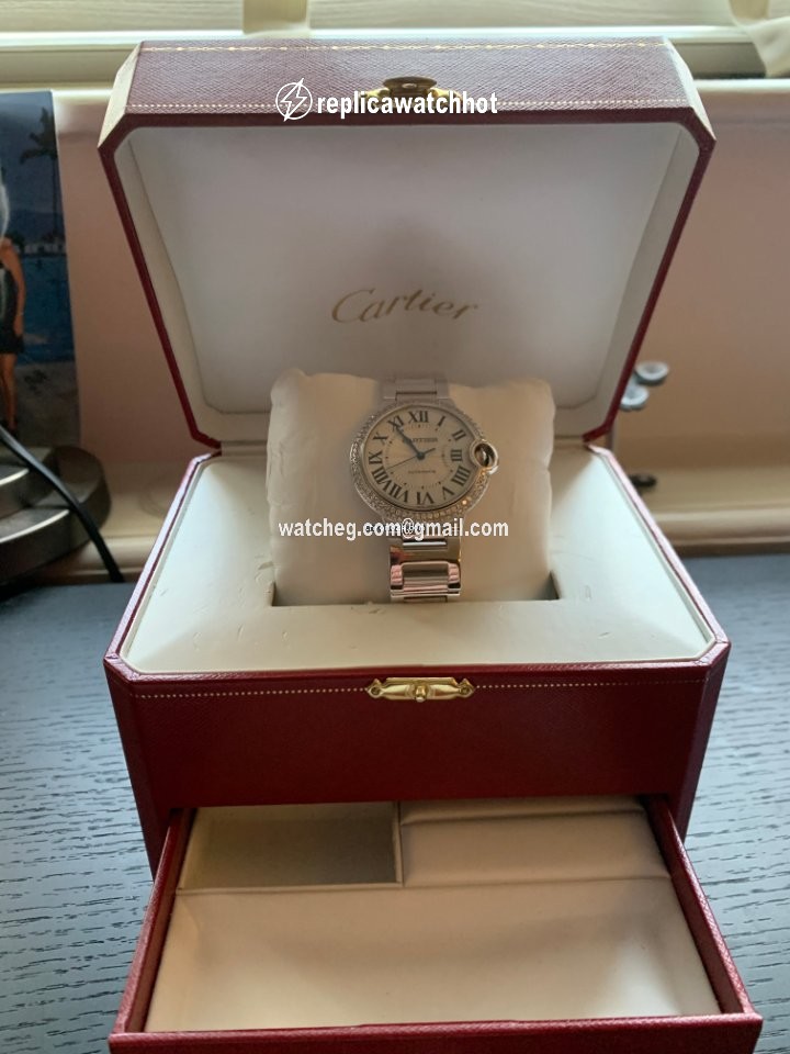 Cartier Ballon Bleu 36mm Womens watch Automatic White gold WJBB0008