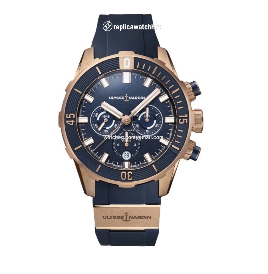 Ulysse Nardin Diver Chronograph Mens watch Unisex Automatic Rose gold 1502-170-3 93