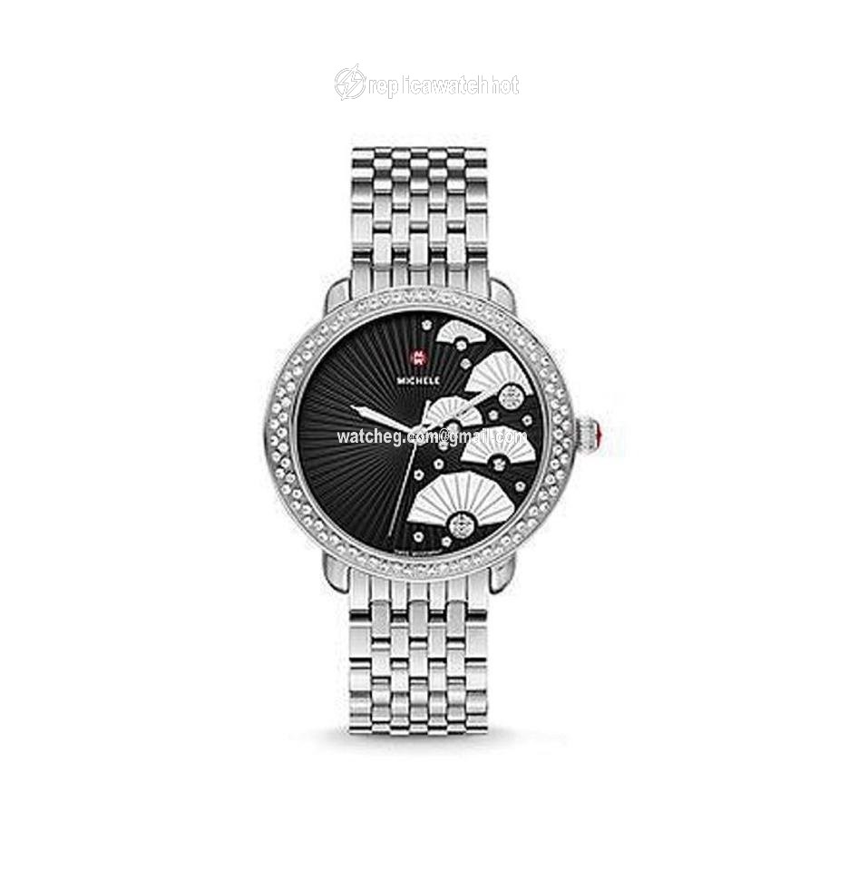 Michele Serein Womens watch Quartz Steel Michele Serein Mid Fan Black diamond MWW21B000109
