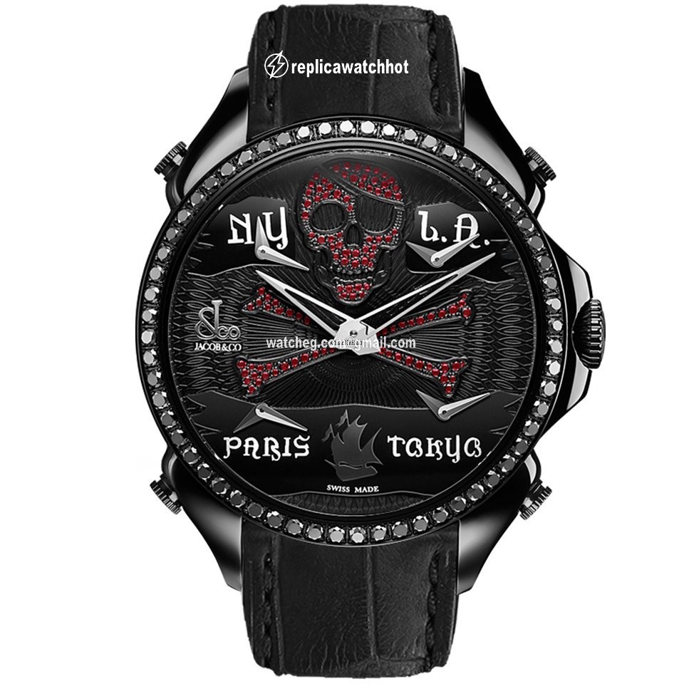 Jacob & Co. Five Time Zone Mens watch Unisex Quartz Steel PZ500.11.SO.NU.A