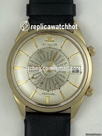 Jaeger-LeCoultre Mens watch Unisex Automatic Gold Steel Memovox Vintage World Time Alarm