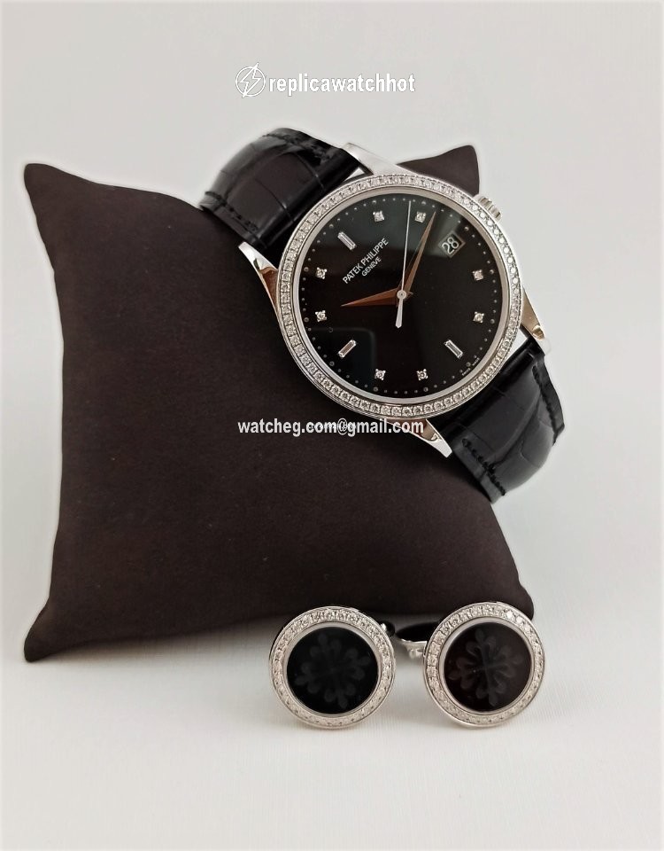 Patek Philippe Calatrava Mens watch Unisex Automatic White gold 5297G-001 (with matching Cufflinks 205.9108G)