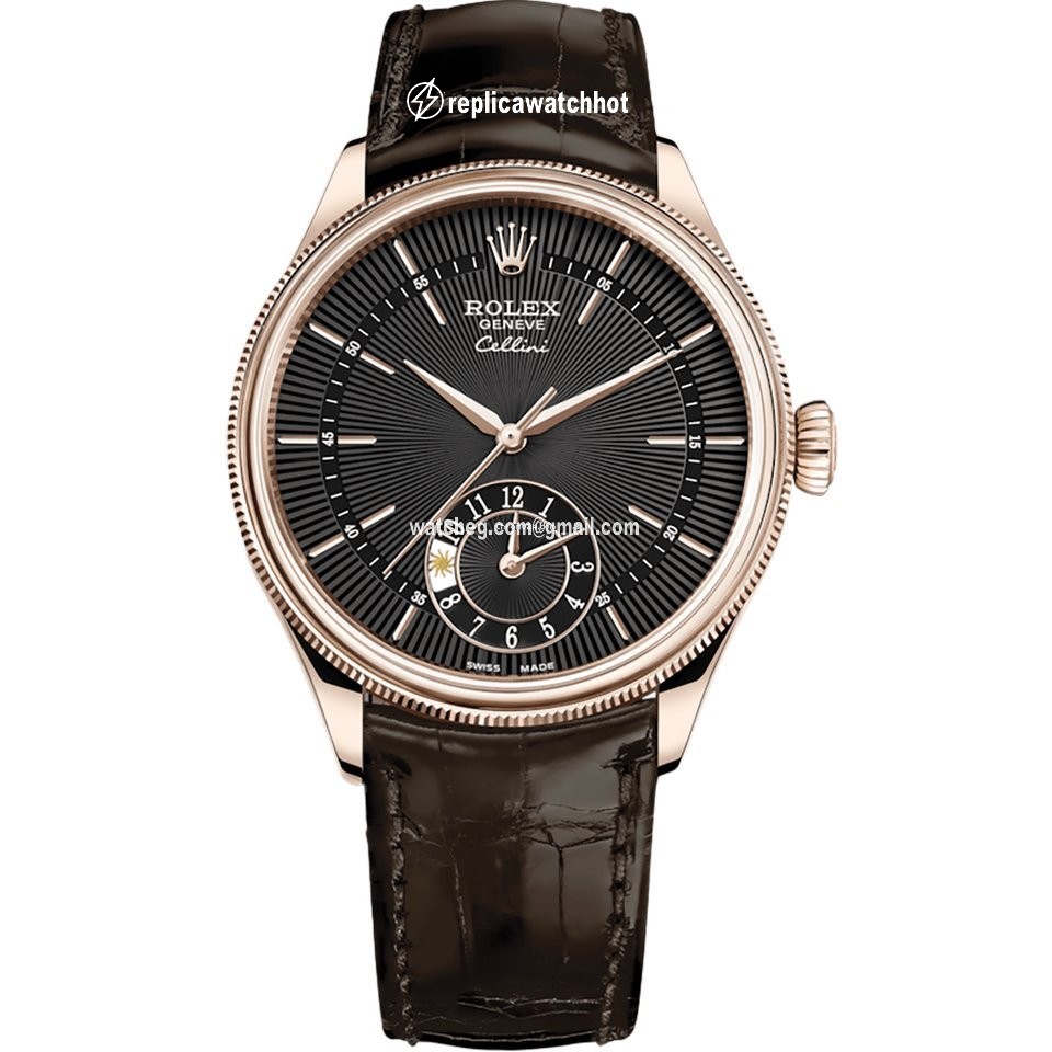 Rolex Cellini Dual Time Mens watch Unisex Rose gold Automatic 50525-0010