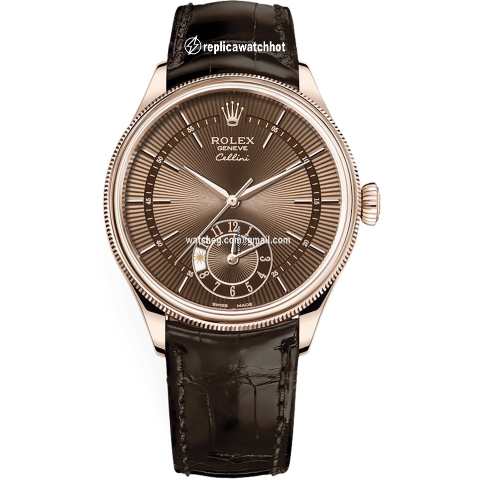 Rolex Cellini Dual Time Mens watch Unisex Rose gold Automatic 50525-0016