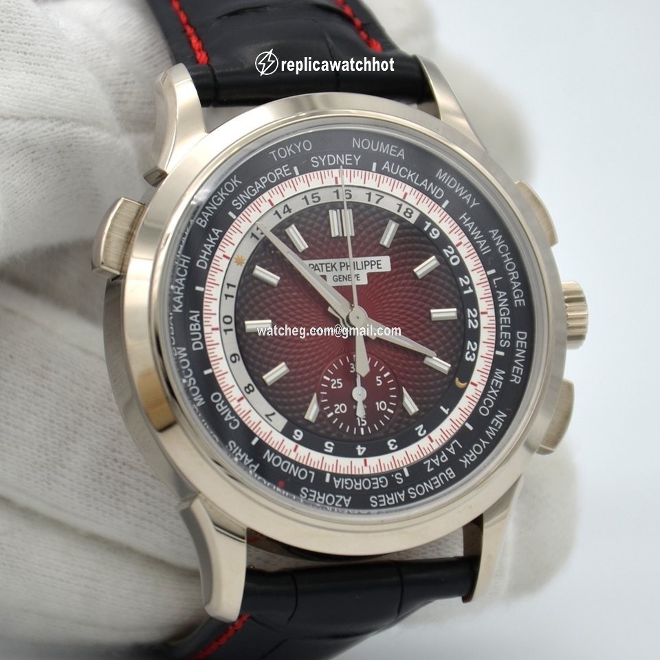 Patek Philippe World Time Chronograph Mens watch Unisex Automatic White gold 5930G-011