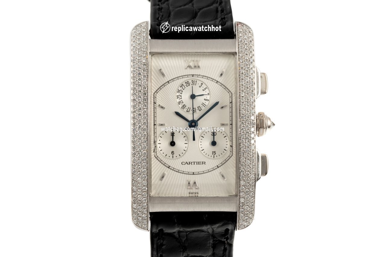 Cartier Tank Americaine Mens watch Unisex Quartz White gold 2339