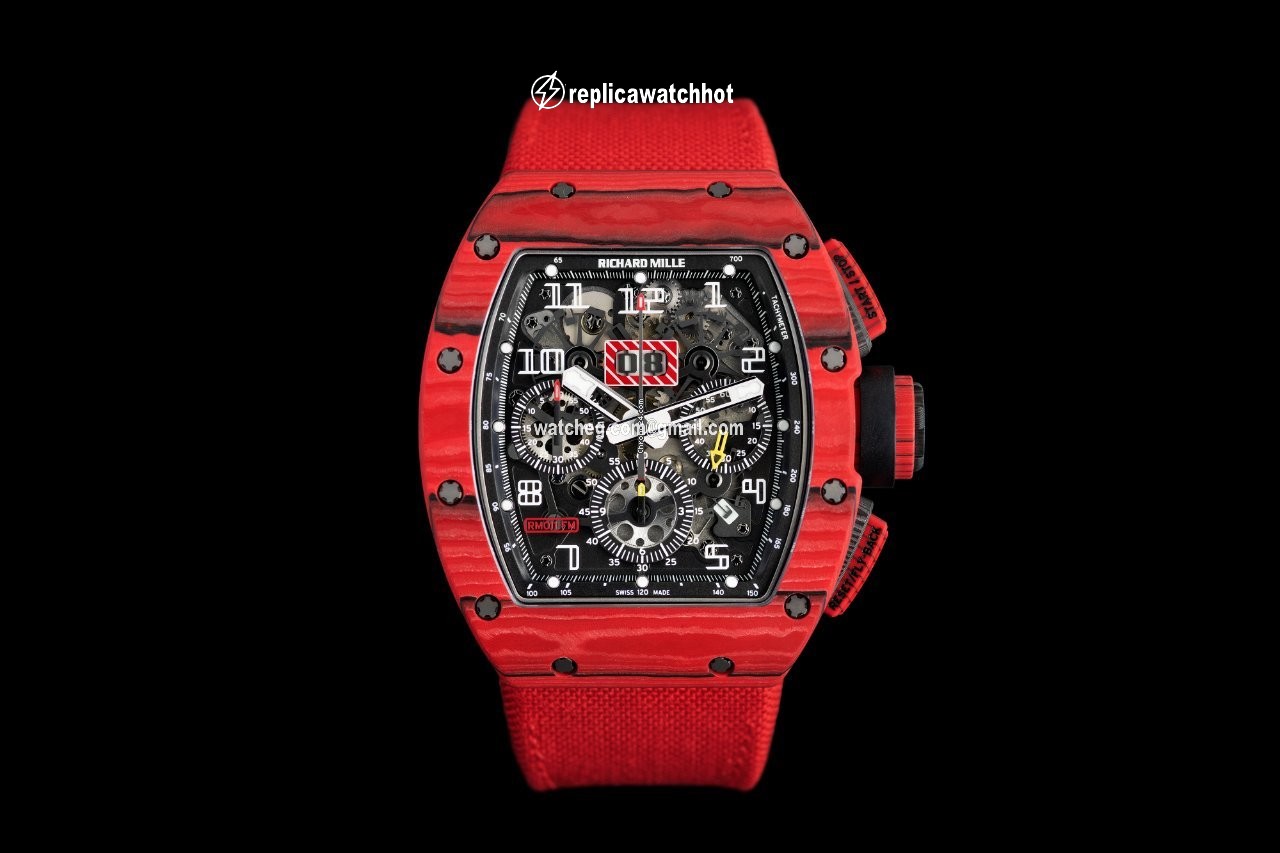 Richard Mille RM 011 Mens watch Unisex Automatic Carbon RM 011 Red TPT