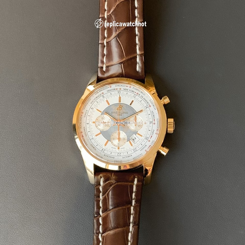 Breitling Transocean Chronograph Unitime Mens watch Unisex Automatic Rose gold RB0510U0-A733