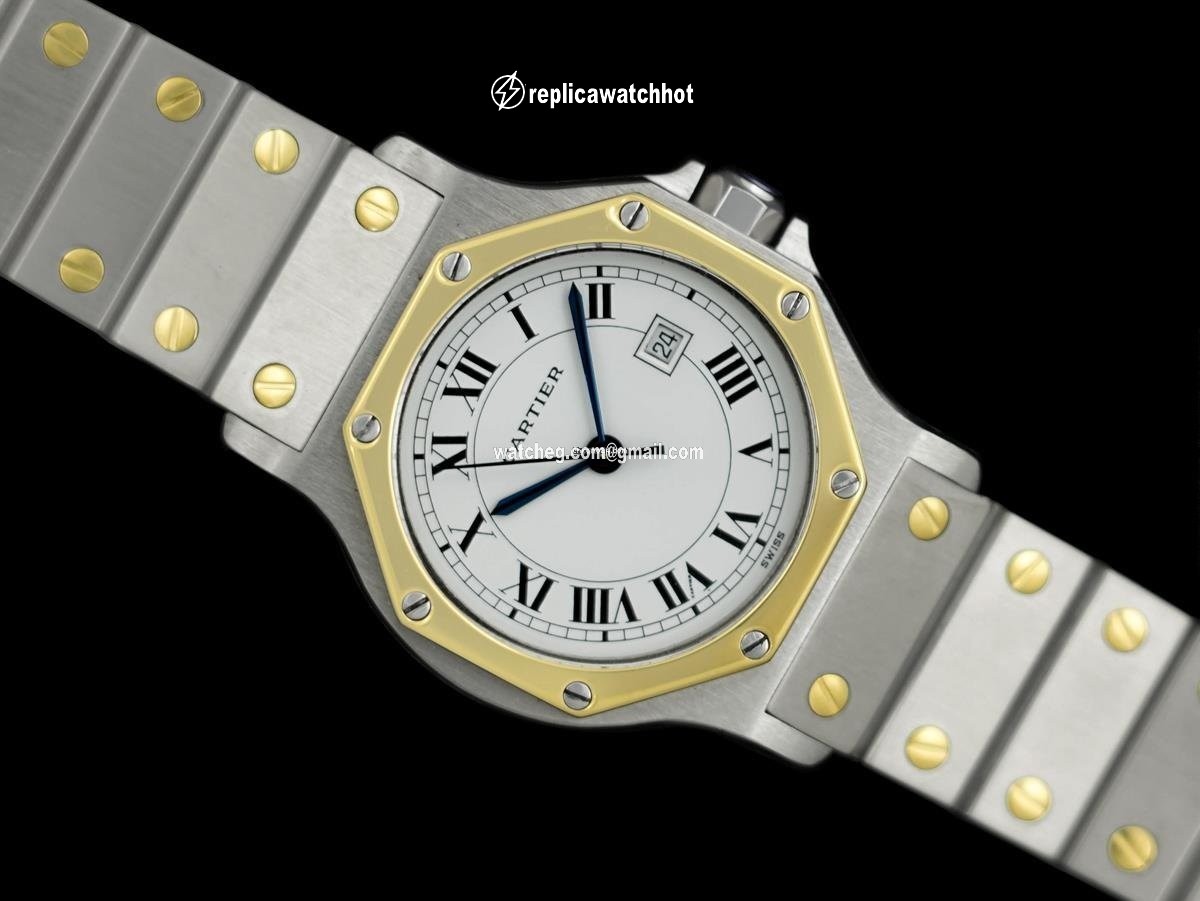 Cartier Santos Mens watch Unisex Automatic Gold Steel 8240