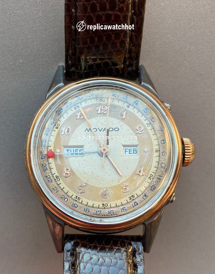 Movado Mens watch Unisex Manual winding Gold Steel Vintage