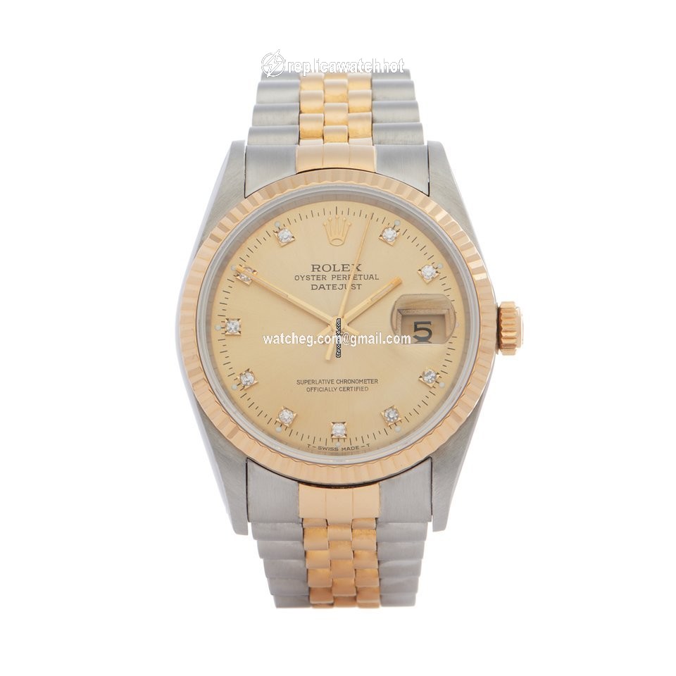 Rolex Datejust 36 Mens watch Unisex Gold Steel Automatic 16233G