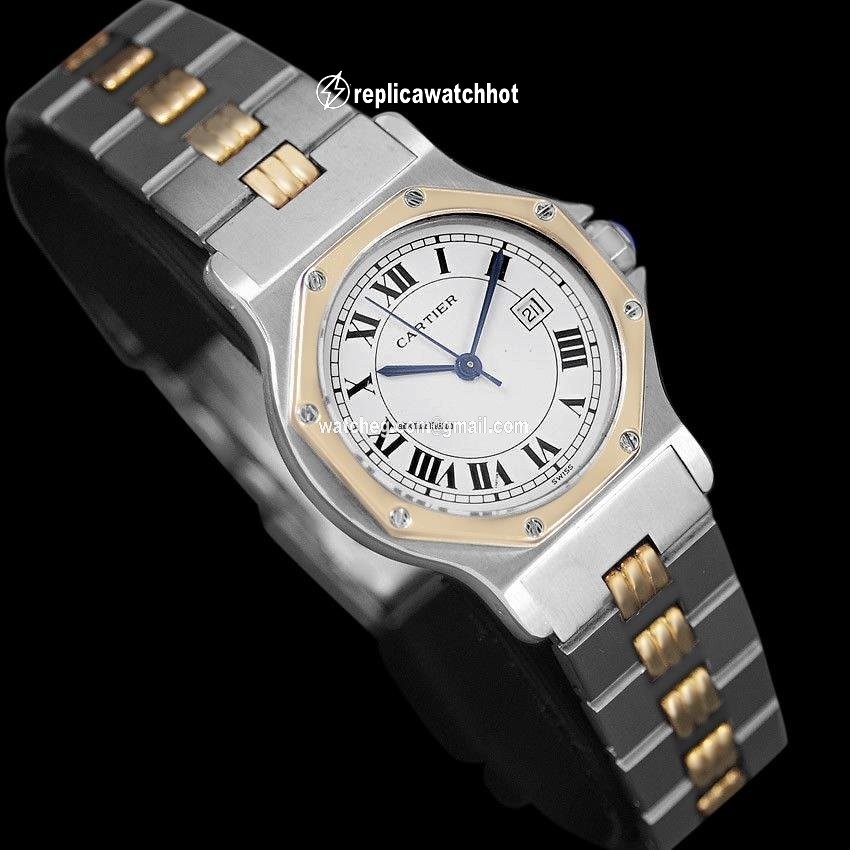 Cartier Santos Mens watch Unisex Automatic Gold Steel 8306ST