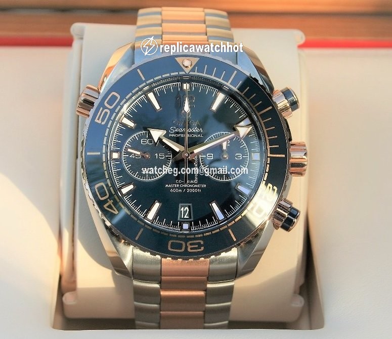 Omega Seamaster Planet Ocean Chronograph Mens watch Unisex Automatic Gold Steel 215.20.46.51.03.001