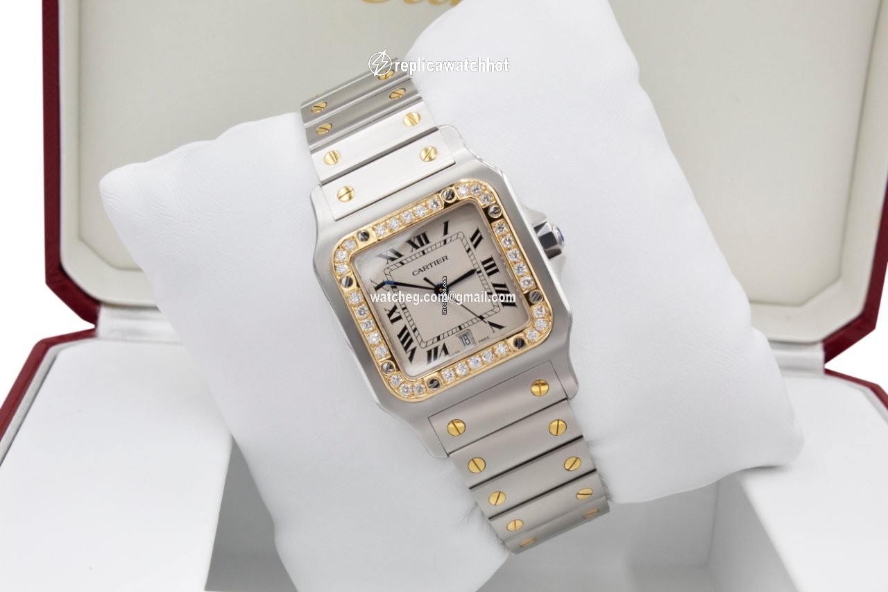 Cartier Santos Galbee Mens watch Unisex Quartz Gold Steel 1566