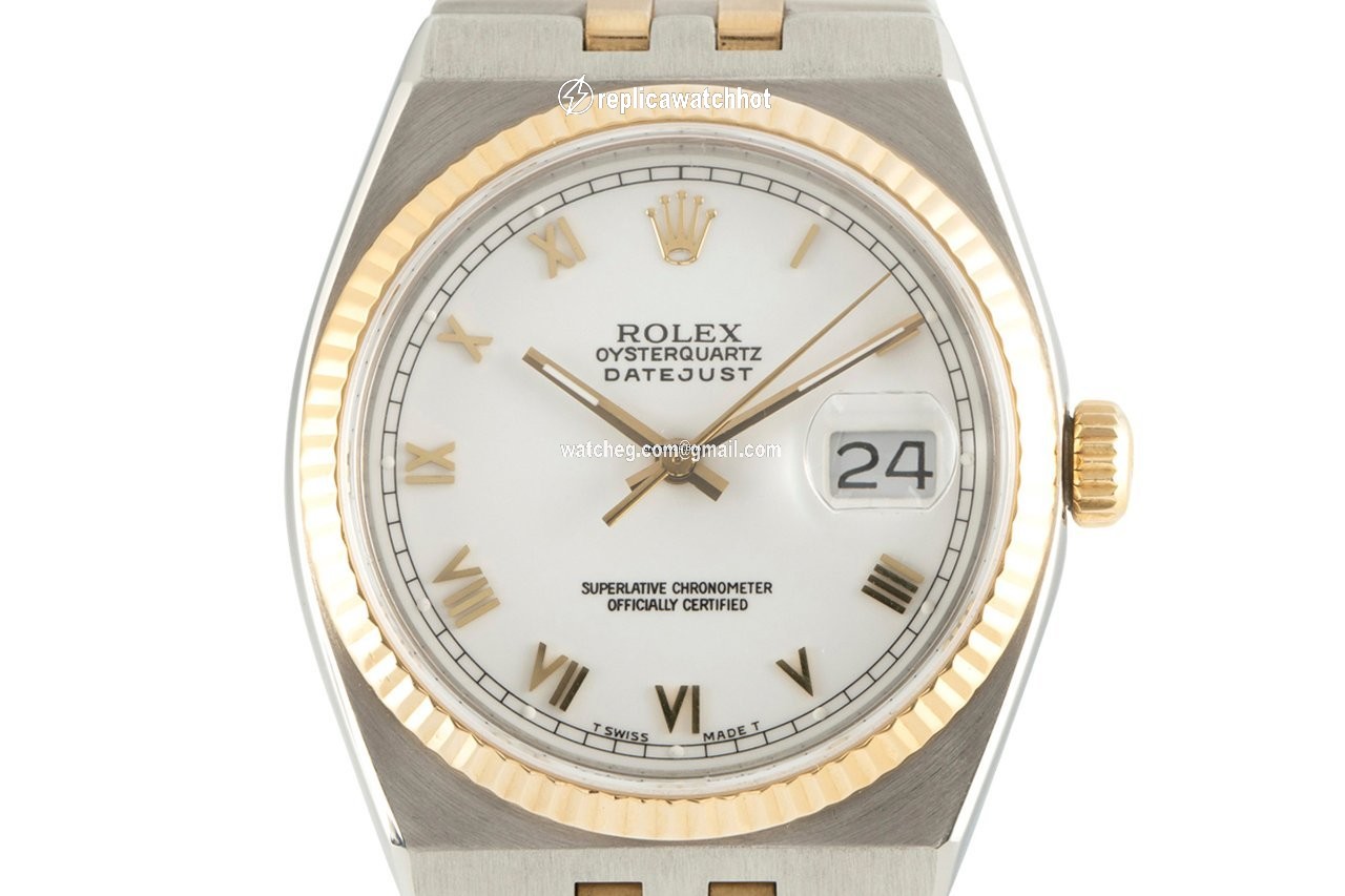 Rolex Datejust Oysterquartz Mens watch Unisex Gold Steel Quartz 17013