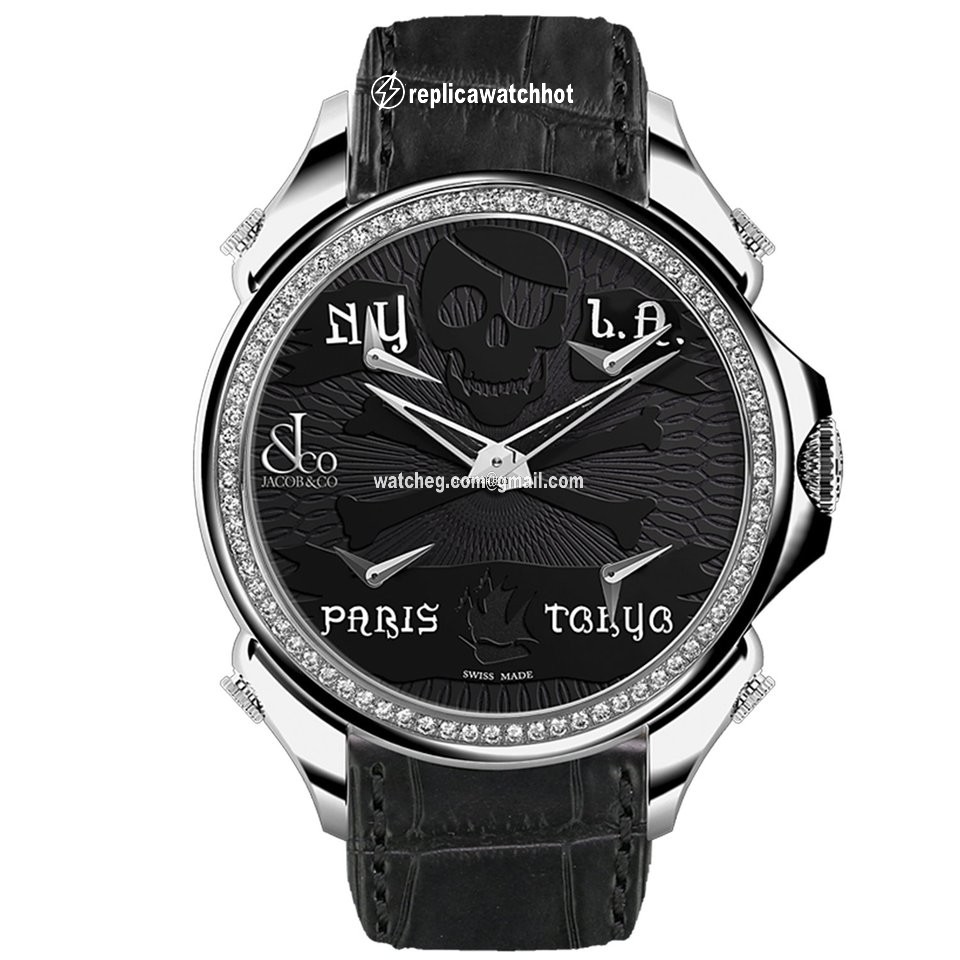Jacob & Co. Five Time Zone Mens watch Unisex Quartz Steel PZ500.10.RO.NP.A