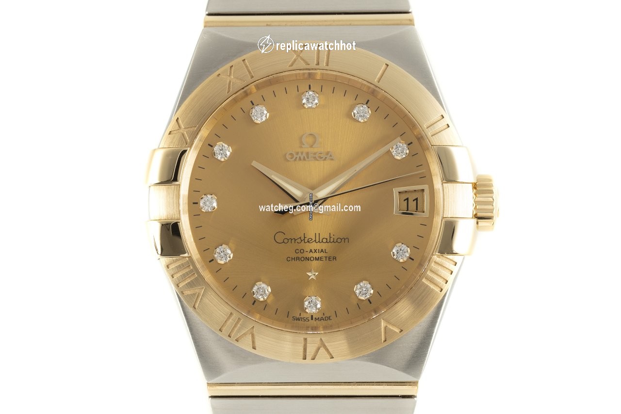 Omega Constellation Men Mens watch Unisex Automatic Gold Steel 123.20.38.21.58.001