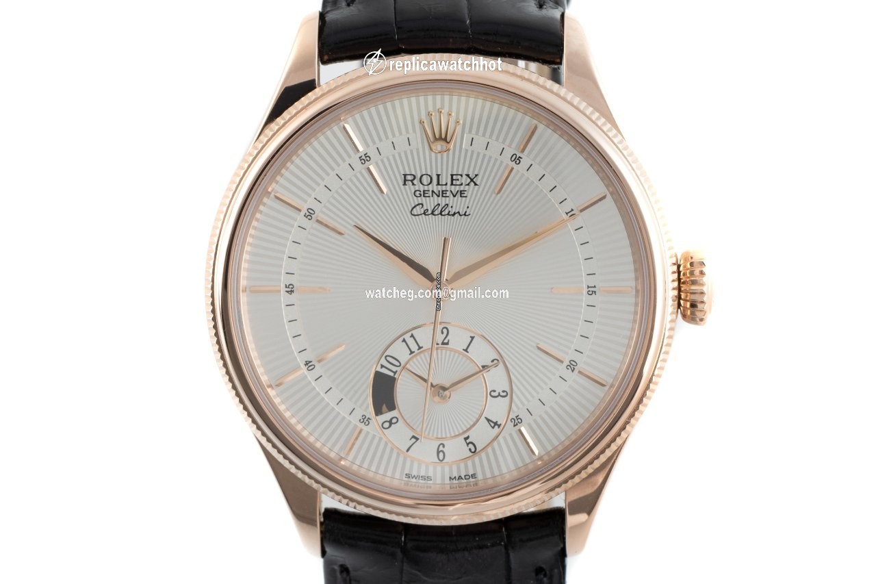 Rolex Cellini Dual Time Mens watch Unisex Red gold Automatic 50525