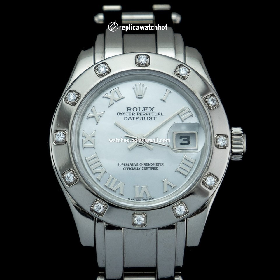 Rolex Lady-Datejust Pearlmaster Mens watch Unisex White gold Automatic 80319