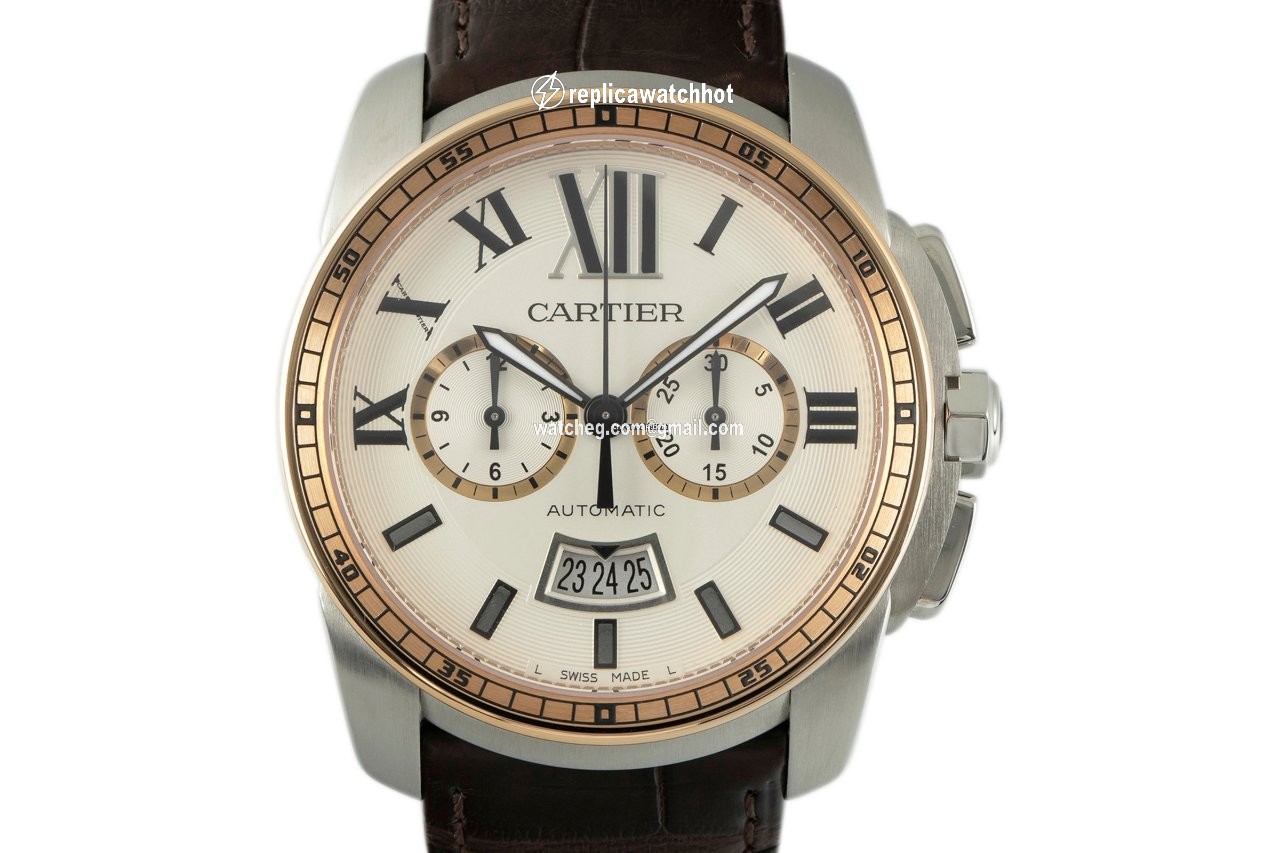 Cartier Calibre de Cartier Chronograph Mens watch Unisex Automatic Gold Steel W7100043
