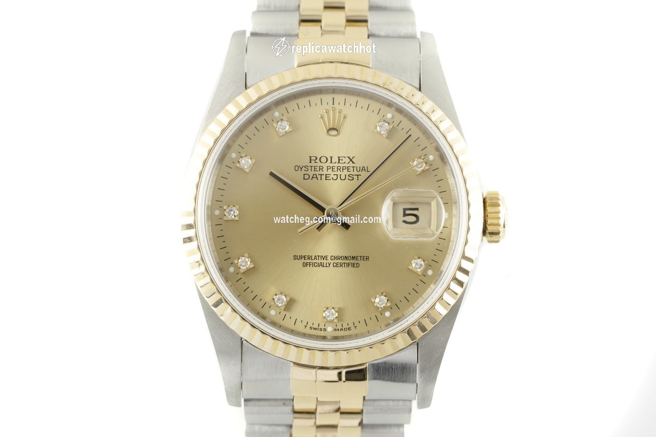 Rolex Datejust 36 Mens watch Unisex Gold Steel Automatic 16233