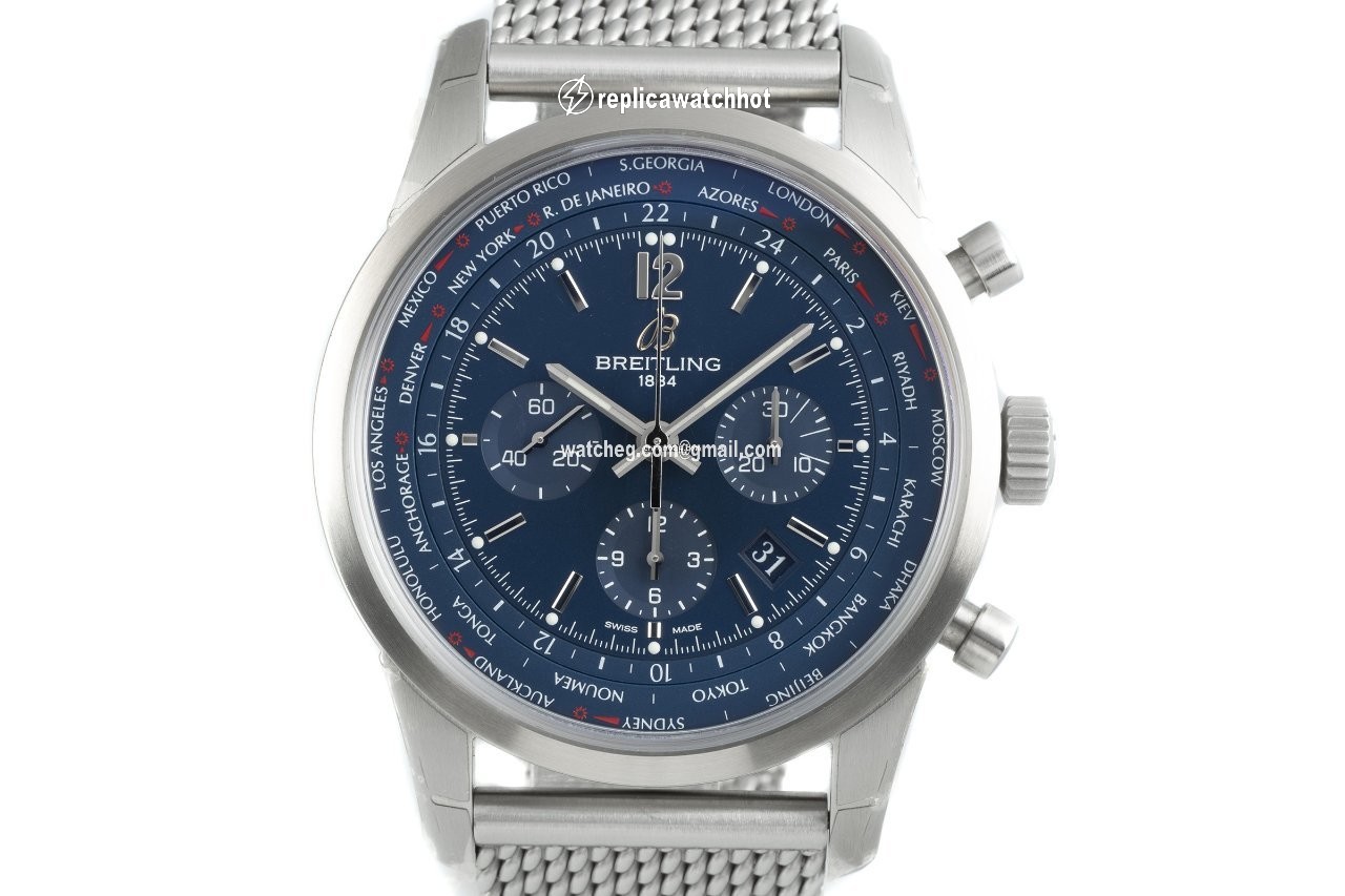 Breitling Transocean Chronograph Unitime Mens watch Unisex Automatic Steel AB0510