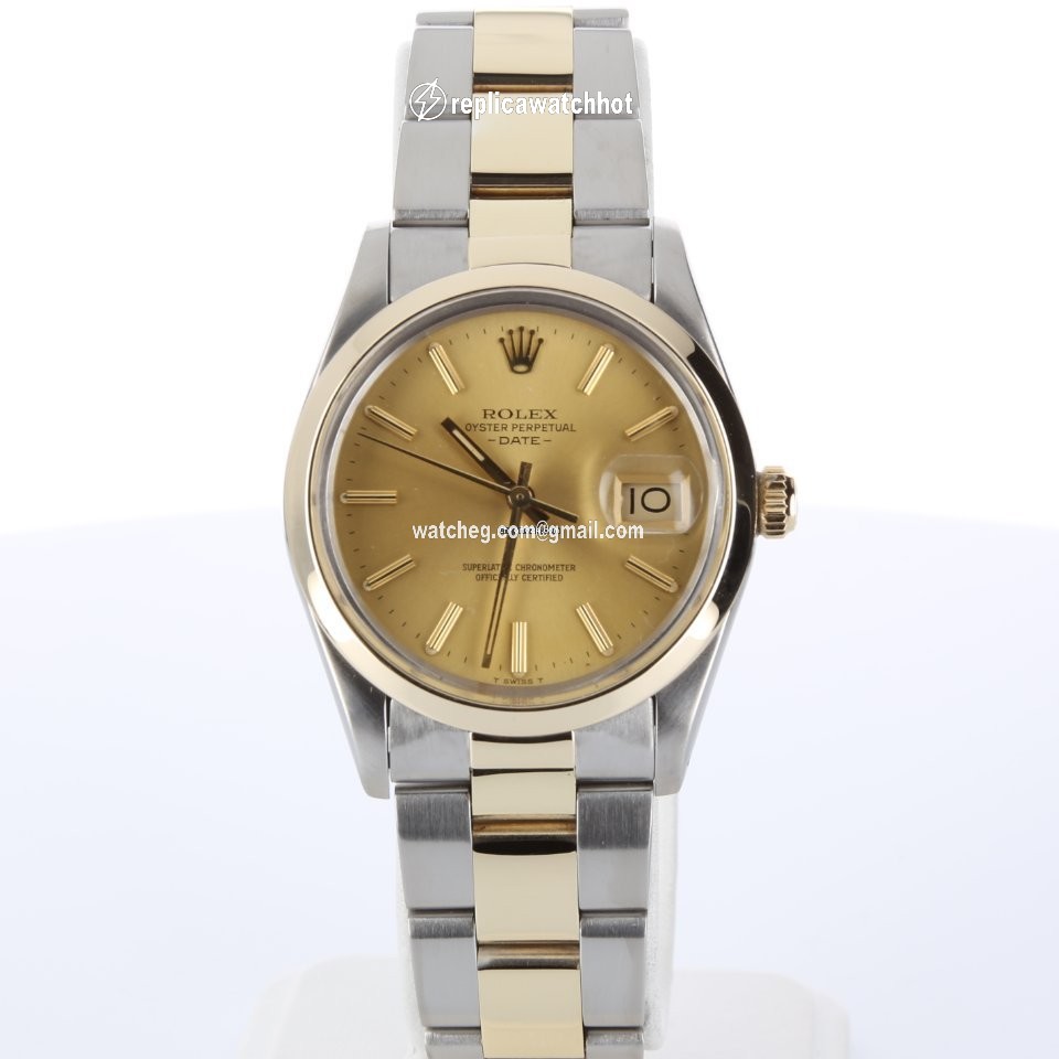 Rolex Oyster Perpetual Date Gold Steel 15003