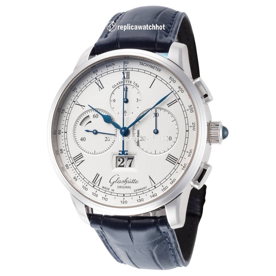 Glashtte Original Senator Chronograph Panorama Date Mens watch Unisex Automatic Platinum 1-37-01-02-03-30