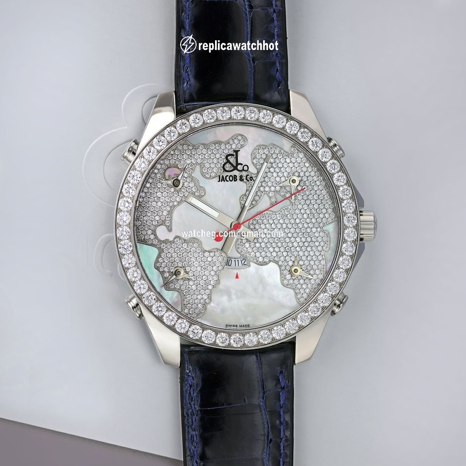 Jacob & Co. Five Time Zone Womens watch Quartz Steel JC-47WW 3.25ct bezel