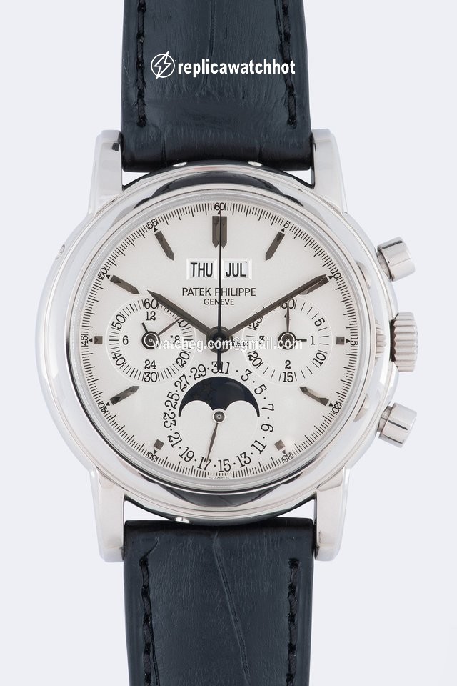 Patek Philippe Perpetual Calendar Chronograph Mens watch Unisex Manual winding White gold 3970 G