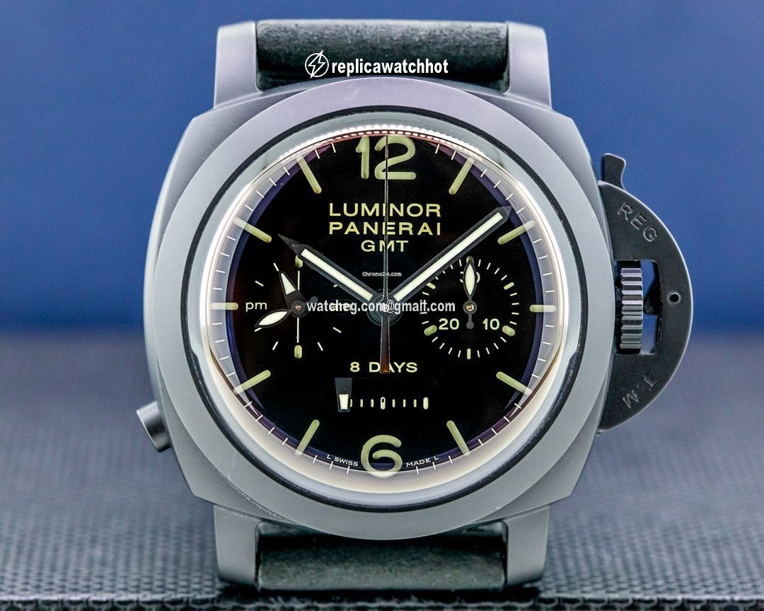 Panerai Luminor 1950 8 Days Chrono Monopulsante GMT Mens watch Unisex Manual winding Ceramic PAM00317