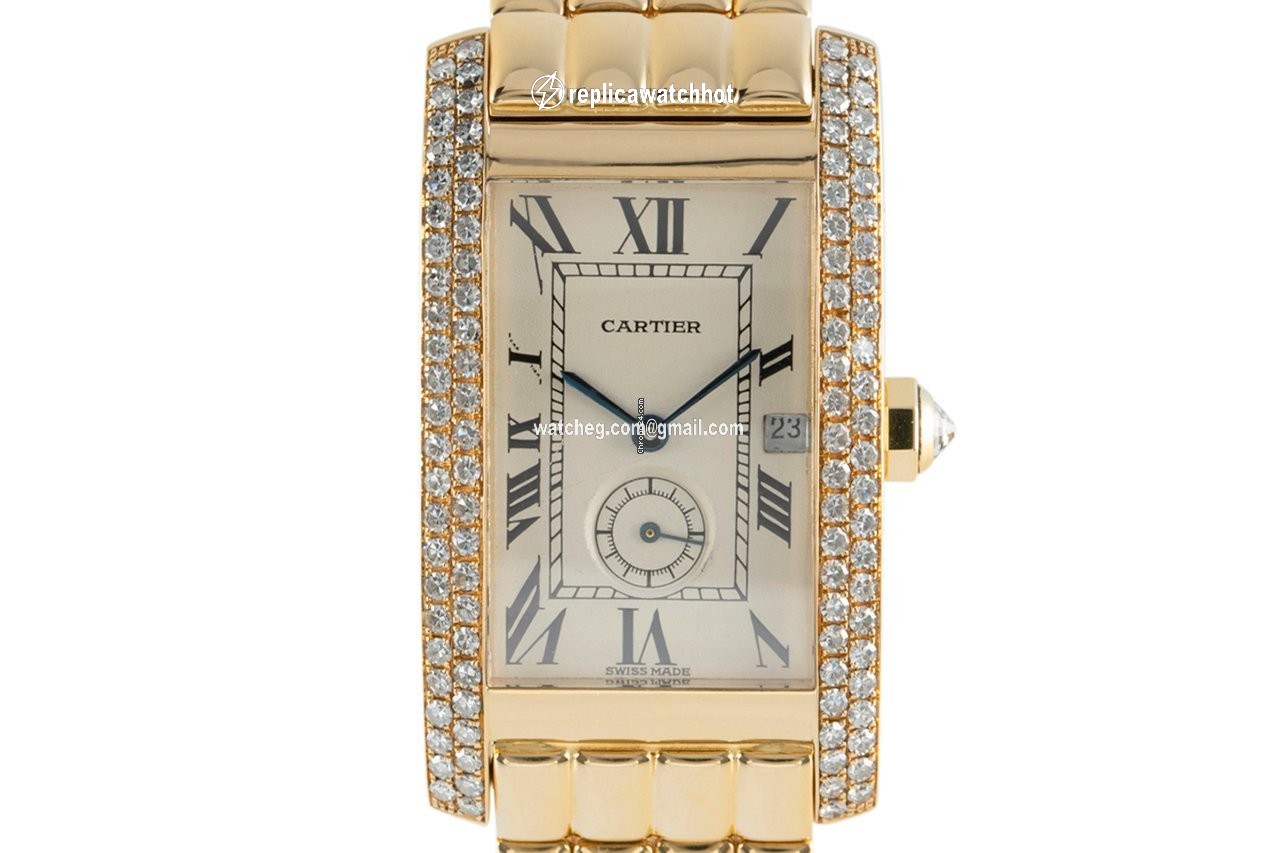 Cartier Tank Americaine Mens watch Unisex Quartz Yellow gold 8119