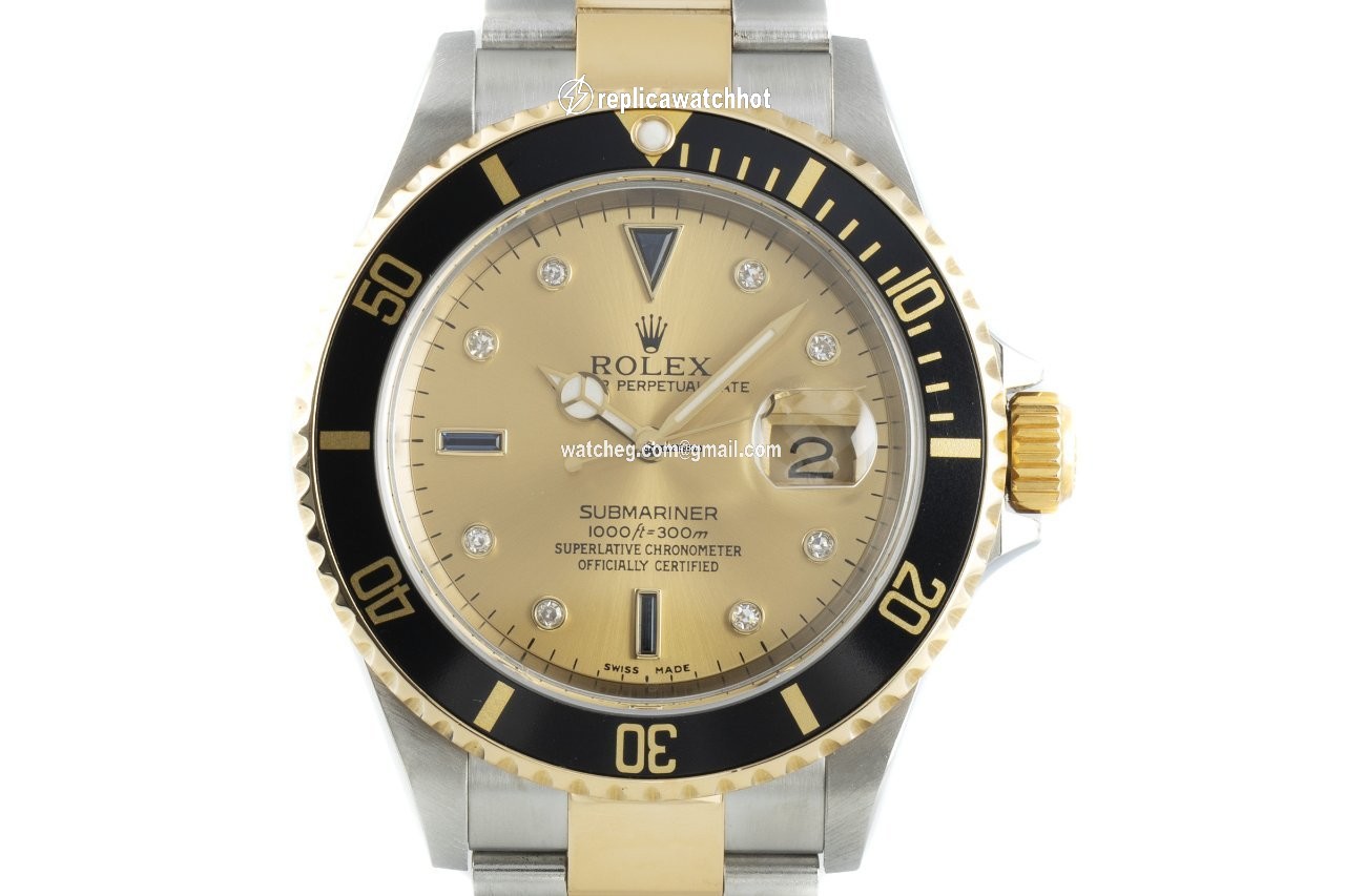 Rolex Submariner Date Mens watch Unisex Gold Steel Automatic 16613T