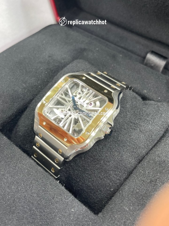 Cartier Santos Mens watch Unisex Manual winding Gold Steel WHSA0019