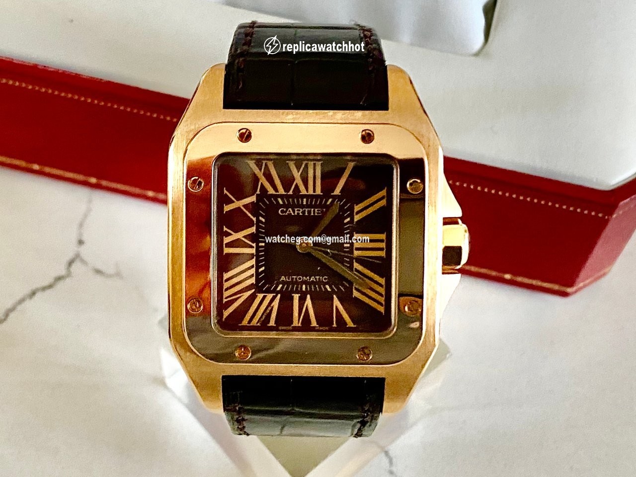 Cartier Santos 100 Mens watch Unisex Automatic Rose gold 2792