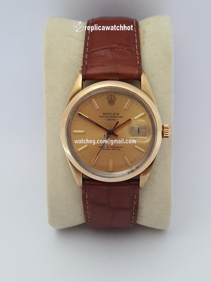 Rolex Oyster Perpetual Date Mens watch Unisex Gold Steel Automatic 1550