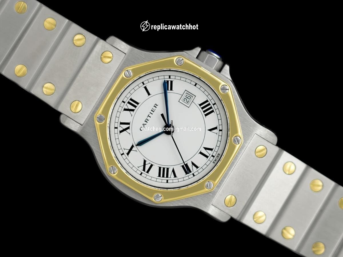 Cartier Santos Mens watch Unisex Automatic Gold Steel 8446ST