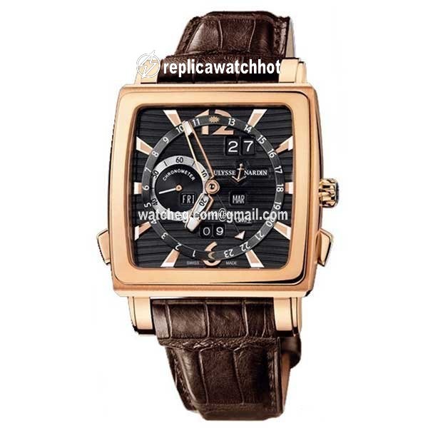 Ulysse Nardin Quadrato Dual Time Perpetual Mens watch Unisex Automatic Rose gold 326-90