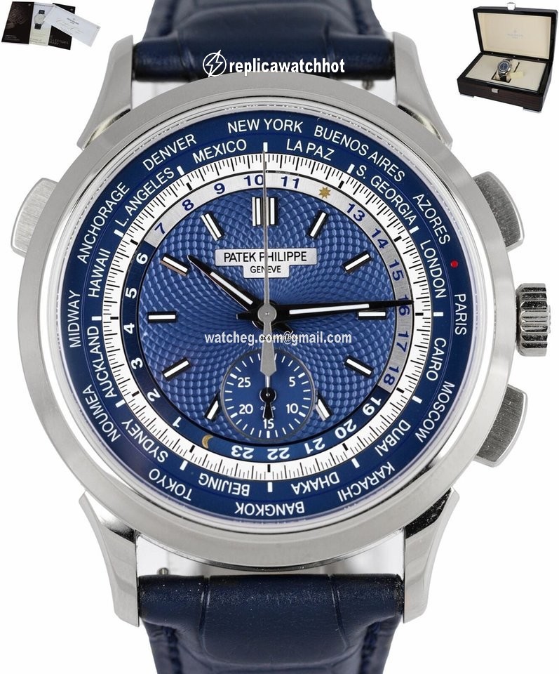 Patek Philippe World Time Chronograph Mens watch Unisex Automatic White gold 5930G