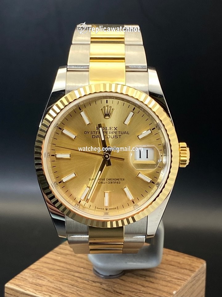 Rolex Datejust 36 Mens watch Unisex Gold Steel Automatic 126233-0015
