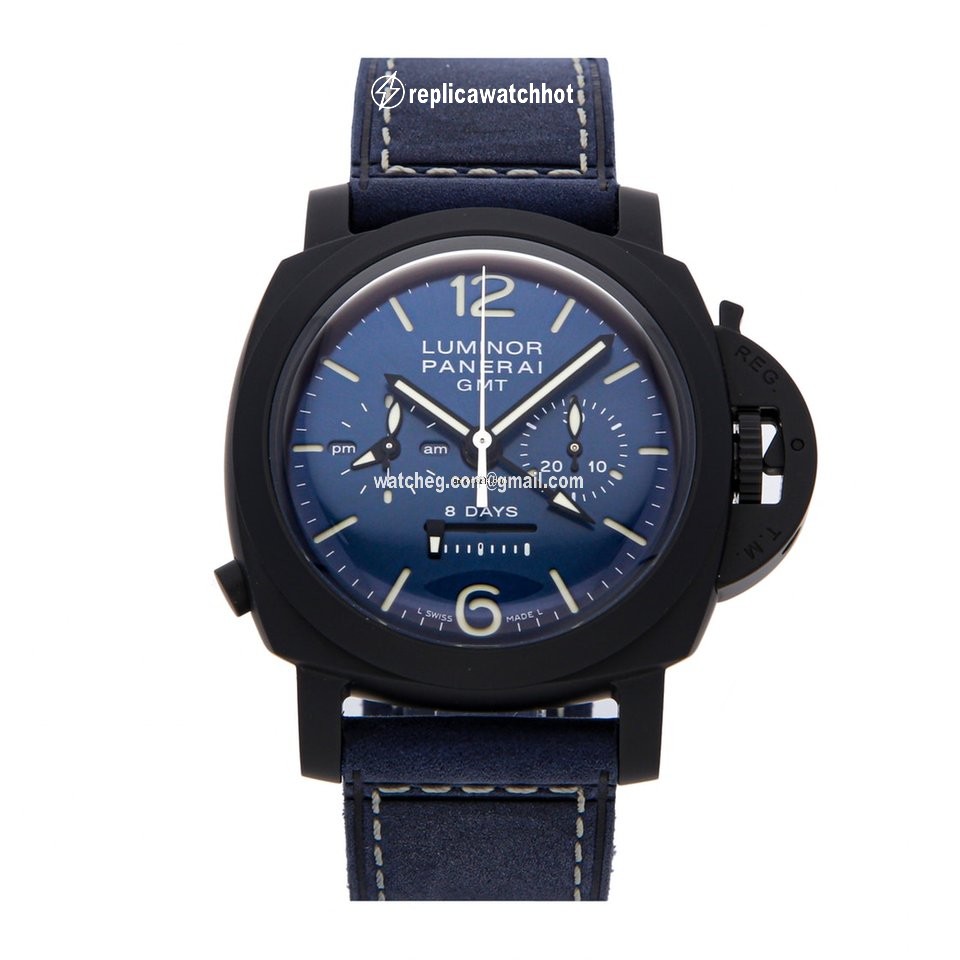 Panerai Luminor 1950 8 Days Chrono Monopulsante GMT Mens watch Unisex Automatic Ceramic PAM01135