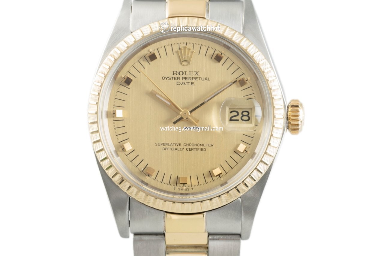 Rolex Oyster Perpetual Date Mens watch Unisex Gold Steel Automatic 1505