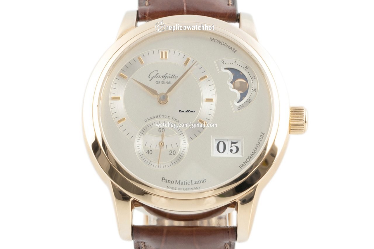 Glashtte Original PanoMaticLunar Mens watch Unisex Automatic Yellow gold 90-02-01-01-04
