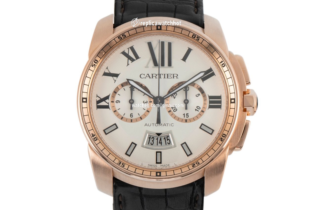 Cartier Calibre de Cartier Chronograph Mens watch Unisex Automatic Red gold W7100044