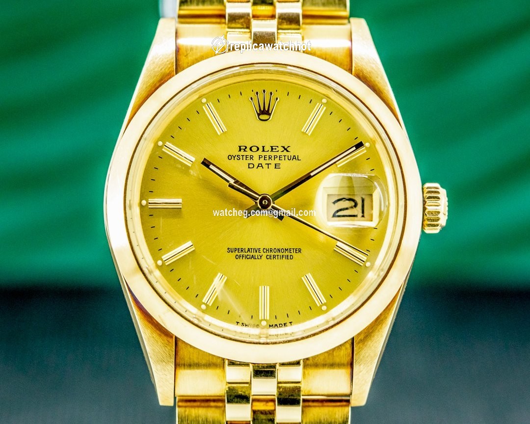 Rolex Oyster Perpetual Date Mens watch Unisex Yellow gold Automatic 15007