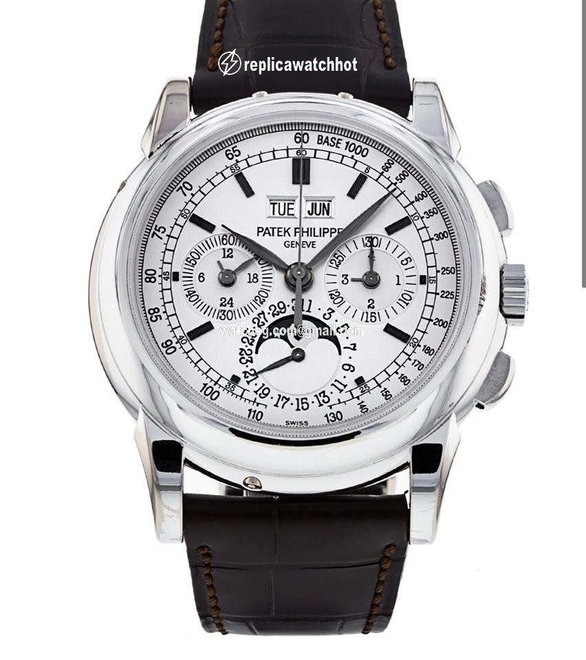 Patek Philippe Perpetual Calendar Chronograph Mens watch Unisex Manual winding White gold 5970G